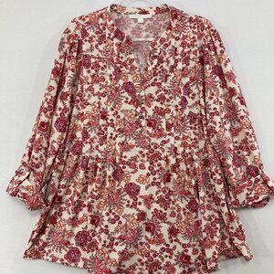 Juniper + Lime Top size 2X Multi Color Floral Stretch Knit Popover Blouse Office